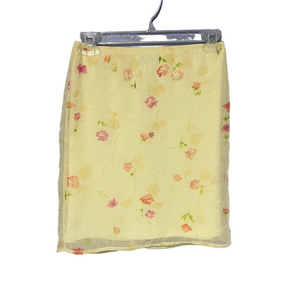 Vintage Yellow Floral  Skirt small